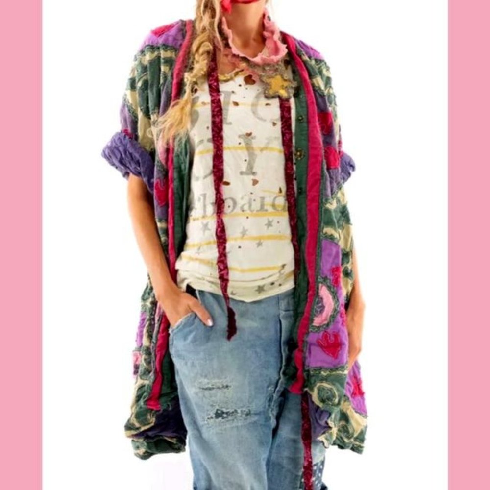 Magnolia Pearl Appliqué Hippie Coat - NWT